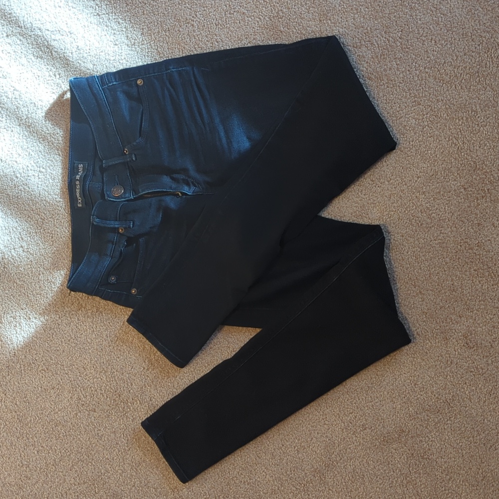 Express Supersoft mid rise dark skinny jeans 4R